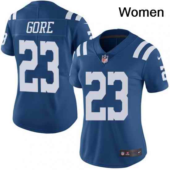 Womens Nike Indianapolis Colts 23 Frank Gore Limited Royal Blue Rush Vapor Untouchable NFL Jersey